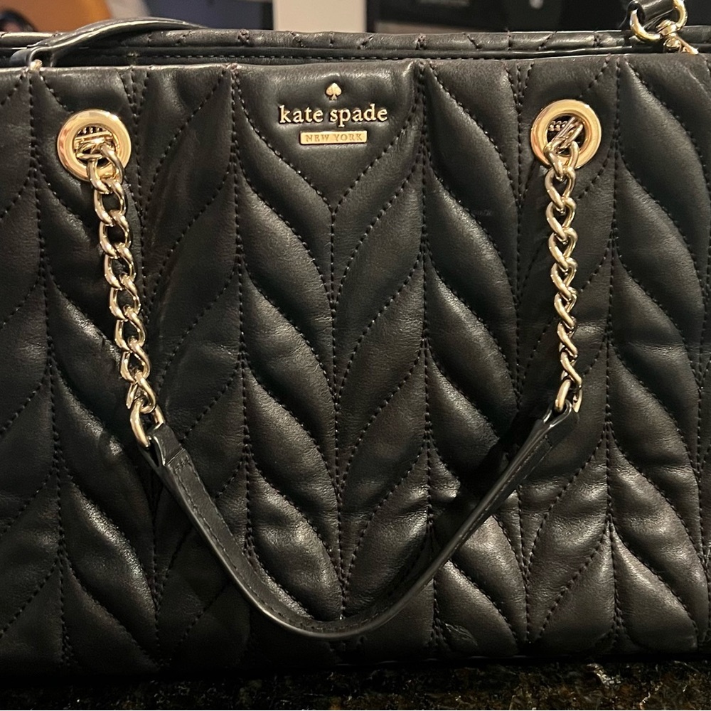 Kate Spade Black and Gold Quilted Shoulder Bag